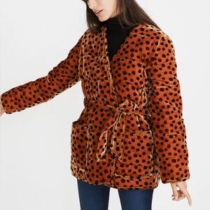 MADEWELL Velvet Quilted Wrap Jacket in Leopard Dot